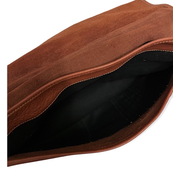 unisex brown genuine leather computer bag ROOTS - Picture 5 of 8